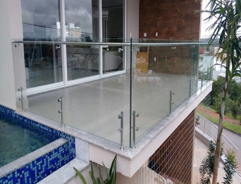 Corrimão de Aço Inox com Vidro Vila Barros - Corrimão de Inox para Piscina